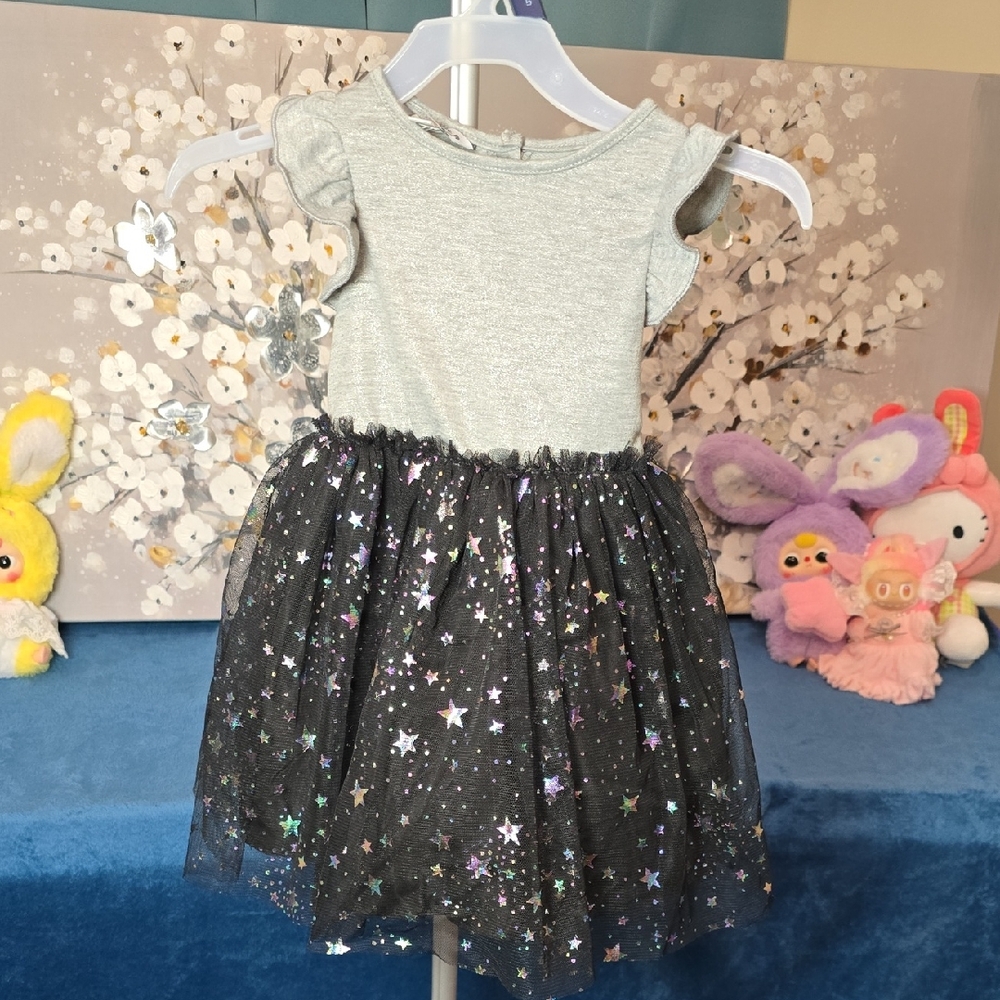 Pippa & Julie Glittery Star Gray & Black Dress